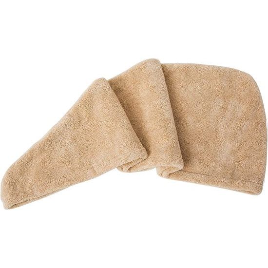 Enetix 2 Pack Microfiber Haardrogende Handdoek Wrap voor Vrouwen, 25 × 70 cm, Super Absorberend Anti-Frizz Haar Tulband, Rapid Droog Haar Handdoeken met Knop, Khaki