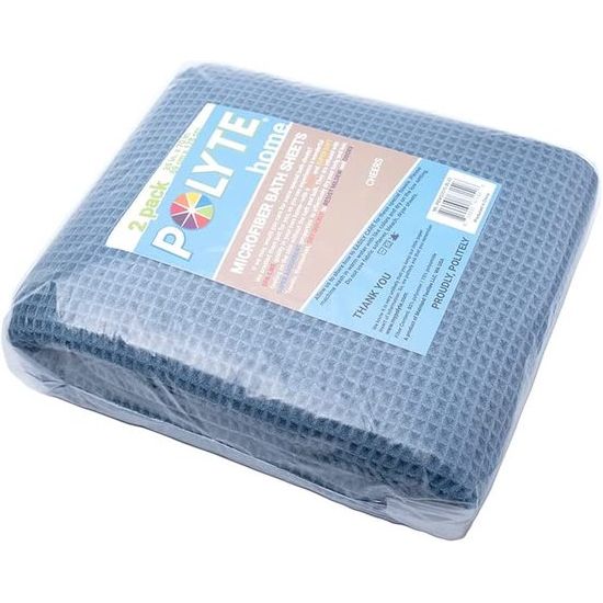 Microvezel badhanddoek - pluisvrij & sneldrogend - wafelstructuur - zeer groot - blauw - 89 x 178 cm - 2 stuks