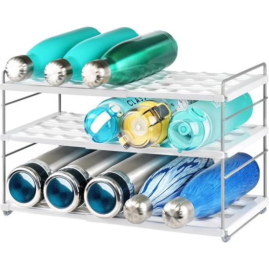 Flessenrek, koelkastorganizer, uitbreidbaar, flessenhouder, koelkast, wijnrek, stapelbaar, verstelbare kastorganizer, keuken, flessen, organizer voor keuken, werkblad, kast, kantoor