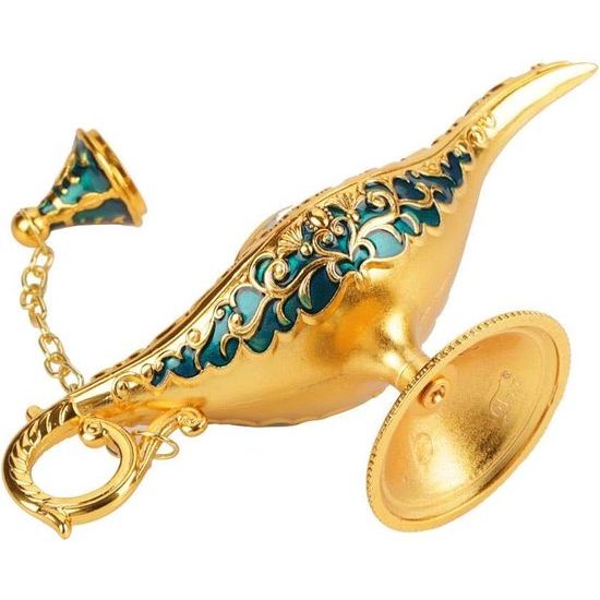 Aladdin Lamp, Metal Carved Hollow Legend Lamp Hollow Aladdin Magic Genie Light Desired Pot Decoration