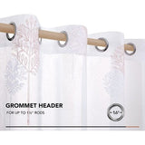 Gordijnen Transparant met Ringen, Doorschijnend Gordijnen Bladeren Roze+Wit Gordijnen voor Kinderen Kamer Slaapkamer, 140x290 cm (B x H), set van 2