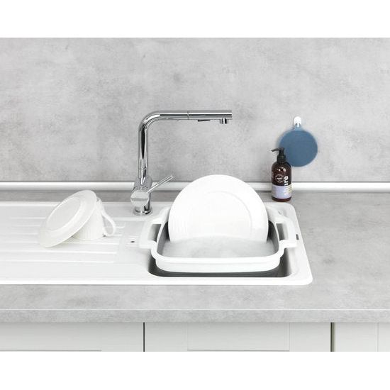 Foldable afwasbak met integrated aftapplug en handgrepen voor easy transport, space-saving opslag, 8 liter, (B x H x D) 39 x 18 x 32,5, grijs/wit.