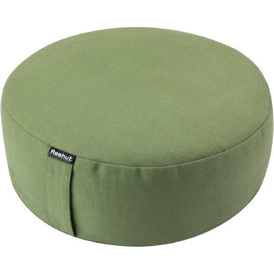 Yogakussens, meditatiekussens, Yogazitkussens, rond, diameter 33 cm, hoogte 11,5 cm, gemaakt van katoen en boekweitschillen