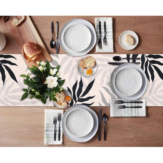 Table Runner Grey Modern Table Runner Colourful Table Runner Black Leaves Polyester Black Table Runner Washable Table Runner Small for Indoor and Outdoor Dining Room Party Holiday 40 x 140 cm