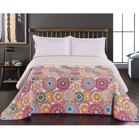 DecoKing - Lovetta dubbelzijdige beddensprei - polyester, o.a. paars en wit - 170x270cm