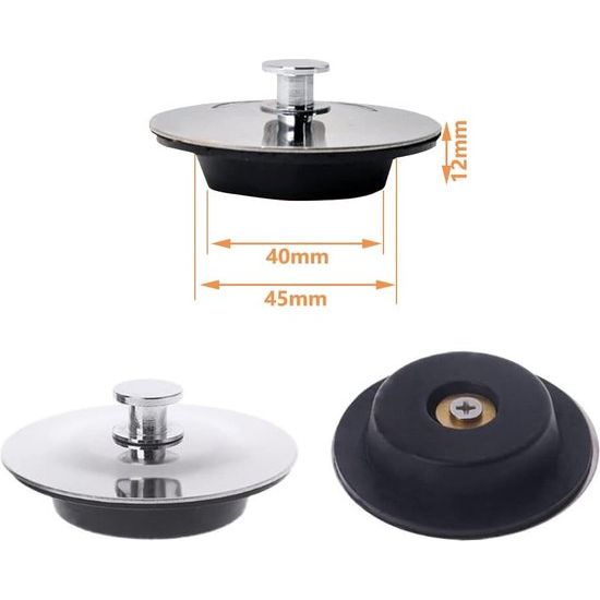 Afvoerstop, wastafelstop van roestvrij staal, universeel 42 mm-45 mm bovenkant aan de onderkant, badstop voor zwembaden, badkuipen