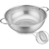 Zeef 28 cm, roestvrijstalen keukenzeef met handvat, microgeperforeerde pastazeef, afdruiprek voor het afvoeren en spoelen van groenten, fruit, pasta, rijst, hoogwaardig en vaatwasmachinebestendig