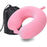 Reiskussen Nekkussen, Nekkussen van traagschuim, Steunkussen, Comfortabel voor de nek, voor reizen, auto, vliegtuig, bus (roze)