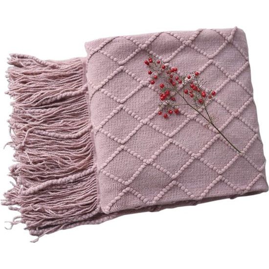Woondeken, zacht, gebreid, wollen deken, kwastjes, knuffeldeken, sofadeken, slaapdeken, roze, 125 x 210 cm Woondeken, zacht, gebreid, wollen deken, kwastjes, knuffeldeken, sofadeken, slaapdeken, roze, 125 x 210 cm