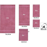 12-delige badstof handdoekenset, 2x lighanddoeken, 4x handdoeken, 2x gastendoekjes, 2x zeepdoekjes, 2x washandjes, bessen