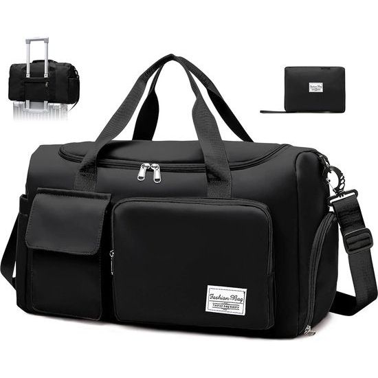 Sporttas voor dames en heren, reistas met schoenenvak en nat vak, groot, opvouwbaar, gymtas, waterdichte zwemtas, lichte trainingstas, jongens, meisjes, duffeltas voor sport, fitness, reizen,