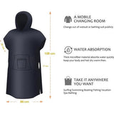 Beach Surf Poncho with Pocket, Water Absorbent Wetsuit, Changing Table Hoodie, Towel Poncho Bathrobe for Surfing, Swimming, Bathing for Adults, Men, Women, Sandproof