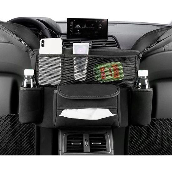 Auto Opbergtas, Autostoel Achterbank Opbergtas Tussen Voorstoelen Duurzame Hangende Grote Capaciteit Voorstoel Opbergtas (Zwart)