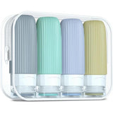 Siliconen reisflessen, set van 60 ml, 4 stuks reisflessen om te vullen, handbagage, vloeistoffen, lekvrij, cosmeticaflessen om te vullen, container, BPA-vrij, FDA-goedgekeurd (mintgroen)