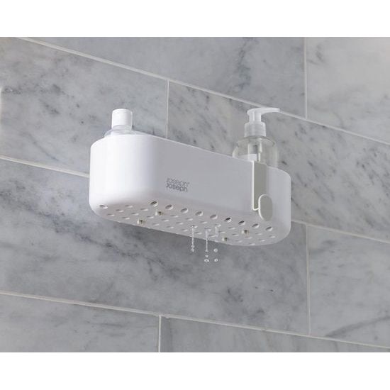 Duo douche caddy rek organizer, badkamer opslag voor douche accessoires, wit, groot