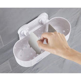 Duo douche caddy rek organizer, badkamer opslag voor douche accessoires, wit, groot