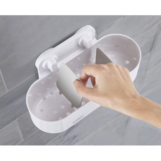 Duo douche caddy rek organizer, badkamer opslag voor douche accessoires, wit, groot