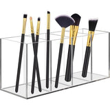 Cosmetica-organizer, houder, opbergkwast, acryl, kwastenhouder, cosmetica, make-uporganizer met 4 vakken, transparante pennenhouder voor kwasten, pennen, make-upspullen, kantoorartikelen