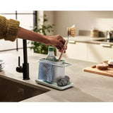 Keuken gootsteen caddy organizer met sponshouder en spoeldoekhouder, keukenaccessoires, salie/groen, medium