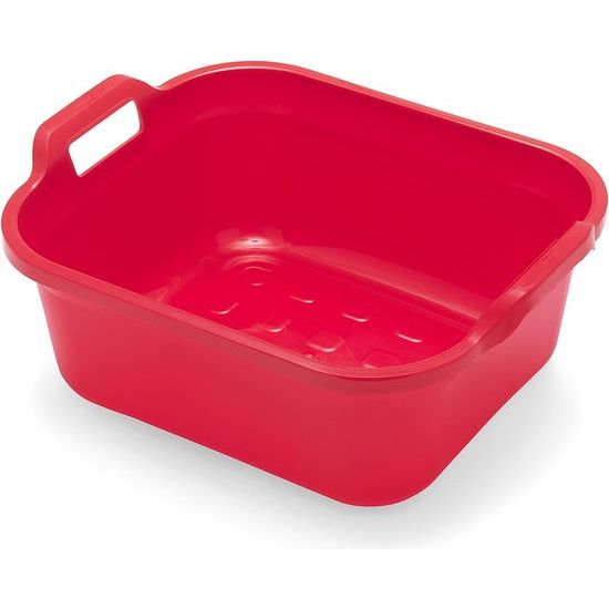 Rechthoekige spoelbak met handgrepen, plastic, rood, 39 x 32 x 14 cm Rechthoekige gootsteen met handvatten, plastic, rood, 39 x 32 x 14 cm