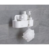 Duo douche caddy rek organizer, badkamer opslag voor douche accessoires, wit, groot