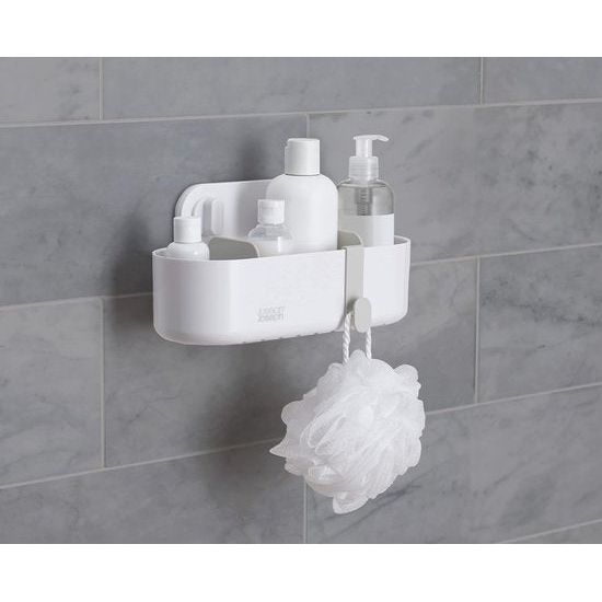 Duo douche caddy rek organizer, badkamer opslag voor douche accessoires, wit, groot