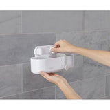 Duo douche caddy rek organizer, badkamer opslag voor douche accessoires, wit, groot