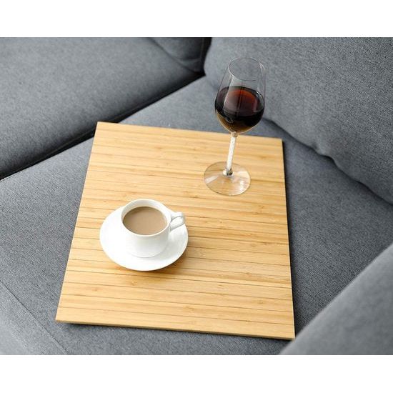 Sofa Arm Tray Flexibele Opvouwbare Snack Arm Tray Grote Arm Tray voor Bank Armsteun (16.5" L x 13.3" B x 0.4"H, Natuurlijke Bamboe)