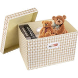 Opvouwbare opbergdozen met deksel, groot, opbergdozen met deksel, stoffen opbergdozen voor kasten, speelgoed, organisatie van huis en kantoor, 3-delig, beige