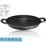 Paella Pan Bowl with Glass Lid Made of Non-Adhesive Stone Robust PFOA-Free Quality - Removable Handles (32 cm)