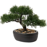 Kunstbonsai Kunstmatige Plant Kunstboom Bonsai Ceder Pine Podocarpus Plastic Plant Kunstplant met keramische bloempot in zwart voor Badkamer Decoratie Desktop Kantoor Vensterbank