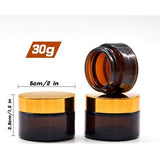 CrÃ¨mecontainer, 30 ml amberkleurige glazen fles, lege hervulbare container, bruine glazen container met deksel voor cosmetica, crÃ¨mes, lotions, etherische oliÃ«n (6 stuks)