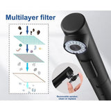 Keukenkraan met sproeier, uittrekbaar, hogedruk waterkraan, keuken, zwart, 360° rotatie, spoelbakarmatuur met douche, twee waterstraalsoorten, keukenkraan van roestvrij staal 304, mengkraan