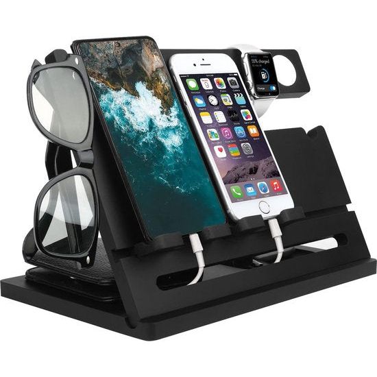 Houten Docking Station As Sleutelhouder Portemonnee Stand Horloge Organizer Mannen Vrouw Vader Verjaardagscadeau