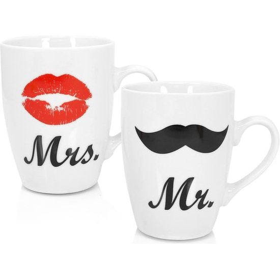 Mr&Mrs, mokken, 2 stuks, als huwelijksgeschenk voor het bruidspaar - paar kopjes, huwelijksmokken - cadeau voor koppels voor een bruiloft - 300 ml (002 stuks - Mr&Mrs)