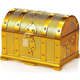 Gouden piratenkist, piratenschatkist, schatkist voor kinderen, kleine schatkist, schatkist met slot, vergulde piratenschatkist, voor verjaardagscadeaus, feestgeschenken, rollenspellen