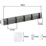 Wall Mounted Coat Hook, Foldable Coat Hook with 5 Movable Hooks for Jackets, Coats, Scarves, Handbags and More (40 cm, Grey)