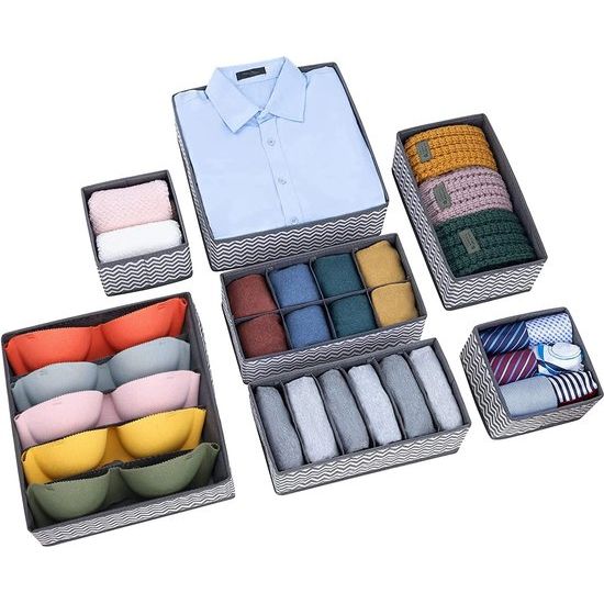 DIMI Opbergdoos voor lade, opvouwbare lade organizer, 7 stuks, voor beha's, ondergoed, sokken, stropdassen, kleding
