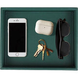 Rechthoekig PU-leer, Sieradenlade, Decoratieve lade, lederen lade, opslagruimte voor sieraden, sleutels, polshorloge, woonkamer, tafel, keuken, 26 x 21,5 x 4,5 cm, Zwart