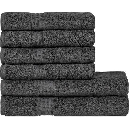 Handdoekenset van 100% biologisch katoen, hoge kwaliteit, zacht en zeer absorberend, sneldrogend, Oeko-Tex Made in Green & GOTS-gecertificeerd (2 badhanddoeken - 4 handdoeken, coal grey)