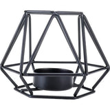 2 stuks metalen theelichtkaarsenhouders geometrische metaaldraad ijzer theelichtkaarsenhouder voor bruiloft vakantie party decoraties (zwart)