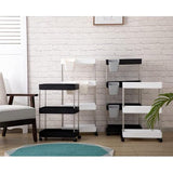 Opbergwagen, keukenwagen, 4-laags rollende wagen met wielen en 3 hangende kopjes, multifunctioneel opbergrek voor keuken, badkamer, slaapkamer, kantoor, zwart