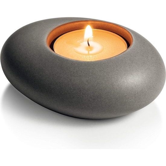 Fancy Home theelichthouder, Stones, keramiek, grijs, 10x4,3x15,6 cm