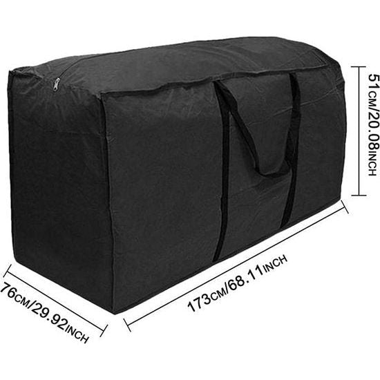 Opbergtas voor terrasmeubels, buiten, tuin, waterdicht, licht, handtas, kussen, tas, zwart (L: 173 x 76 x 51 cm)