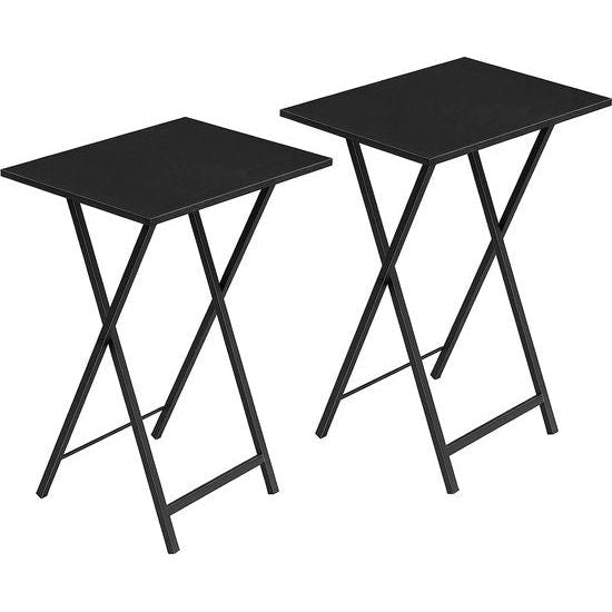 Bijzettafel inklapbaar, kleine tablettafel, tv-tray, set van 2, klaptafel, snacktafel, industriële stijl, softafel voor kleine ruimtes, eenvoudig te monteren, zwart