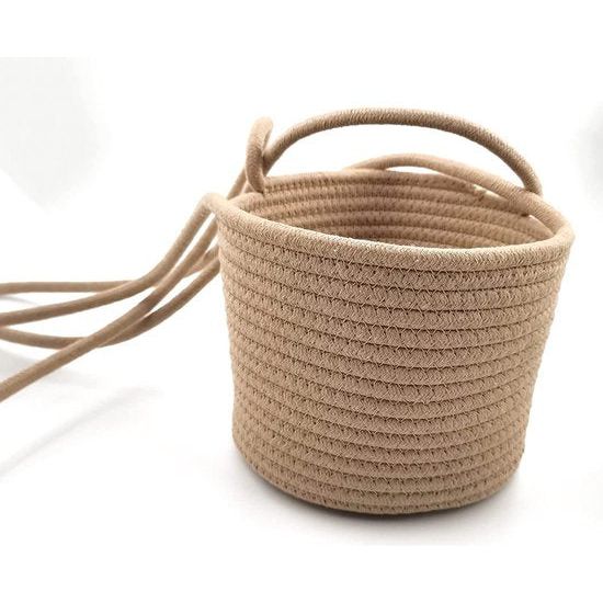 Macramé bloempot, hangend, voor binnen en buiten, gevlochten plantenmanden, 20 cm diameter, boho-bloemen, zeegras, plantenpot voor huis, tuin, bruiloft, wanddecoratie, jute