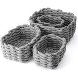 Set of 4 Storage Baskets Braided Cotton Rope - Basket Storage Braided - Stackable Storage Basket for Children's Room Living Room Bathroom, Grey