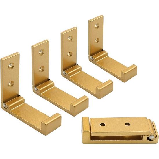 Set van 5 vouwhaken wandhaken, opvouwbare kapstokhaken, wandkapstokhaken opvouwbaar, vouwhaken (goud)