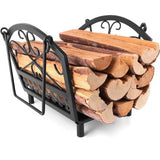 Houten mand voor haardhout, 36 x 32 x 31,5 cm, brandhoutmand, metaal, brandhout-mand, houtwieg, open haard van staal met handvat, draagmand voor hout, draagmand, houtdrager voor houtkachel