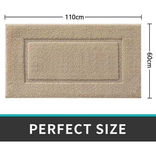 Badkamertapijt 60 x 110 cm, antislip badmat, wasbare zachte badmat, absorberende badmat van microvezel, badmatten voor bad, doucheruimte en badkamer - beige.